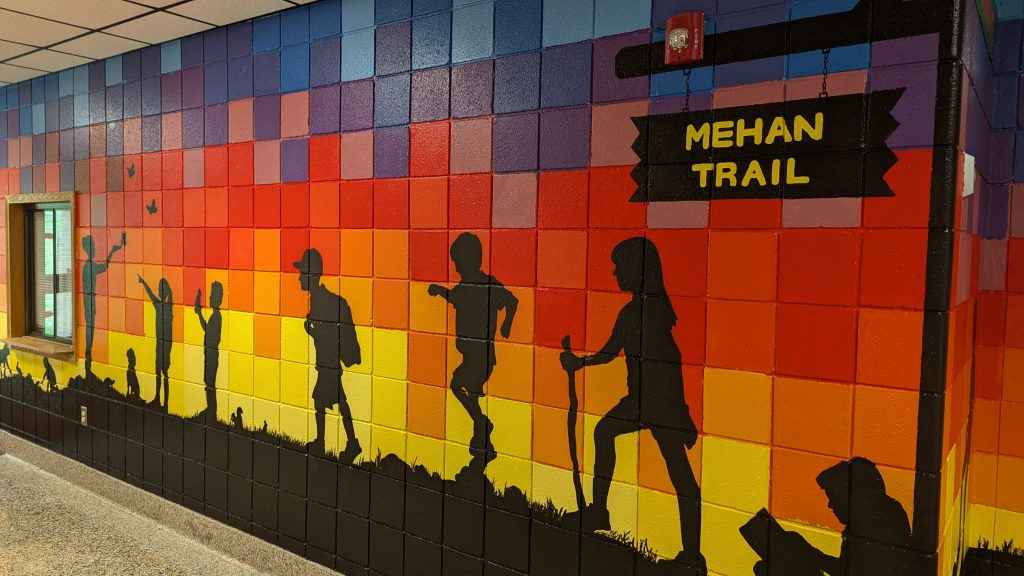 Mehan Trail mural in the elementary school