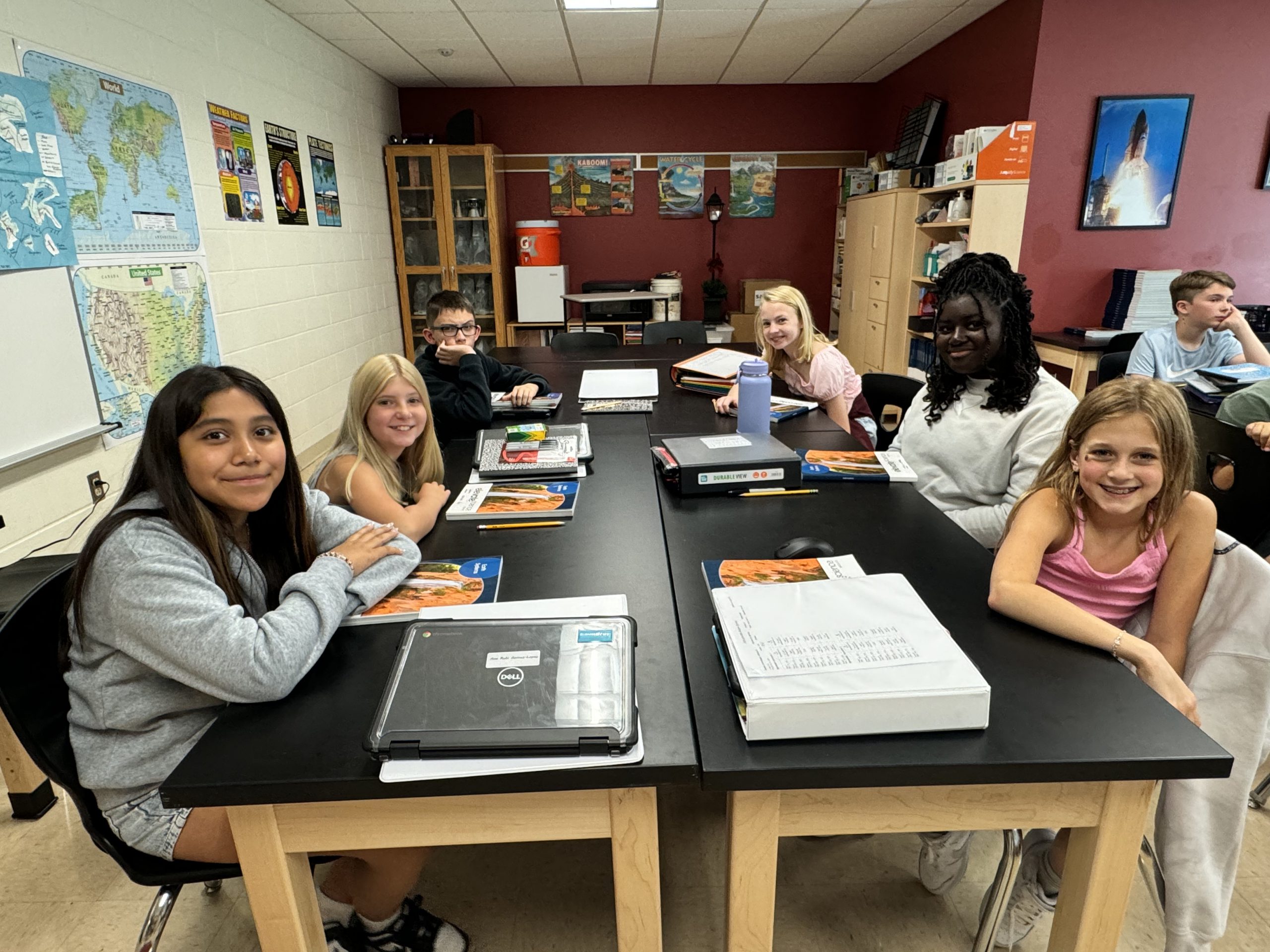 A group of Schuylerville Middle School students on the first day of school