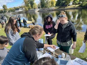 Students examine data from the Hudson River