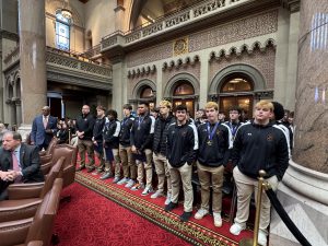 Schuylerville High School football team on the Assembly floor